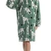 Women's Robe Dog Plush Casual Comfort Home Daily Bed Flannel Warm Breathable Hoodie Long Sleeve Pocket Fall Winter Green -Ladies Pajamas Store oakmqe1695373698530