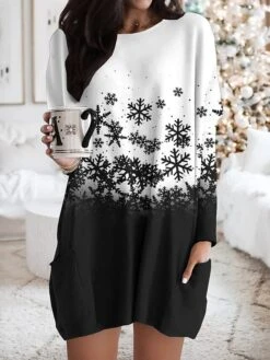 Women's Nightgown Gradient Fashion Comfort Xmas Home Christmas Daily Polyester Crew Neck Long Sleeve Pocket Fall Winter Light Pink Black 6 Women's Nightgown Gradient Fashion Comfort Xmas Home Christmas Daily Polyester Crew Neck Long Sleeve Pocket Fall Winter Light Pink Black -Ladies Pajamas Store oaniep1692861953128