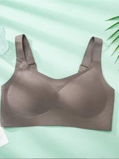 Women's Plus Size Bra Top Pure Color Simple Casual Comfort Home Street Bed Nylon Breathable Straps Sleeveless Summer Spring Iron Gray ArmyGreen -Ladies Pajamas Store oatszt1694164423386