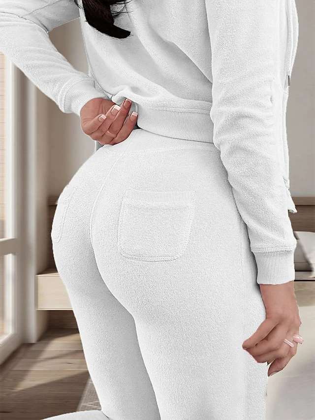 Women's Flannel Lounge Sets Sweasuits 3 Pieces Pure Color Warm Fashion Plush Home Daily BedWarm Breathable Hoodie Long Sleeve Hoodie Pant Fall Winter Claret Lotus Pink 12 Women's Flannel Lounge Sets Sweasuits 3 Pieces Pure Color Warm Fashion Plush Home Daily BedWarm Breathable Hoodie Long Sleeve Hoodie Pant Fall Winter Claret Lotus Pink - Image 10