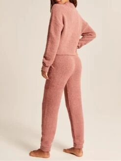 Women's Pajamas Sets Pure Color Warm Fashion Casual Home Daily Bed Polyester Breathable Crew Neck Long Sleeve Pant Fall Winter White Pink -Ladies Pajamas Store ocjyqt1692348323493