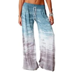 Women's Plus Size Pajamas Pants Nighty Pjs Tie Dye Comfort Party Home Daily Cotton Gift Long Pant Spring Summer Color Blue Green / Lace Up / Elastic Waistband -Ladies Pajamas Store ocnpip1622553701622