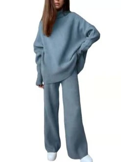 Women's Loungewear Sets Knit Casual Suit Pure Color Fashion Comfort Soft Home Street Daily Polyester Breathable High Neck Long Sleeve Sweater Pant Fall Winter Black Pink 7 Women's Loungewear Sets Knit Casual Suit Pure Color Fashion Comfort Soft Home Street Daily Polyester Breathable High Neck Long Sleeve Sweater Pant Fall Winter Black Pink -Ladies Pajamas Store ogborj1693206699575