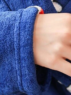 Women's Pajamas Robe Robes Gown Animal Warm Fashion Casual Home Daily Bed Flannel Warm Breathable V Wire Long Sleeve Robe Top Pocket Belt Included Fall Winter Dark Blue -Ladies Pajamas Store ogvdlp1693467423410