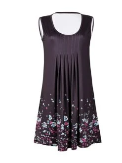 Women's Plus Size Loungewear Nightgown Nightshirt Dress Flower Simple Casual Comfort Home Daily Going Out Polyester Breathable Sleeveless Summer Spring Black Blue -Ladies Pajamas Store oihunx1678256941138