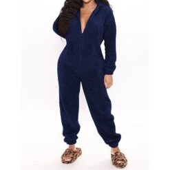 Women's Onesie Pure Color Plush Casual Comfort Home Daily Bed Sherpa Warm Hoodie Long Sleeve Fall Winter Black Pink -Ladies Pajamas Store okzqie1697188978742