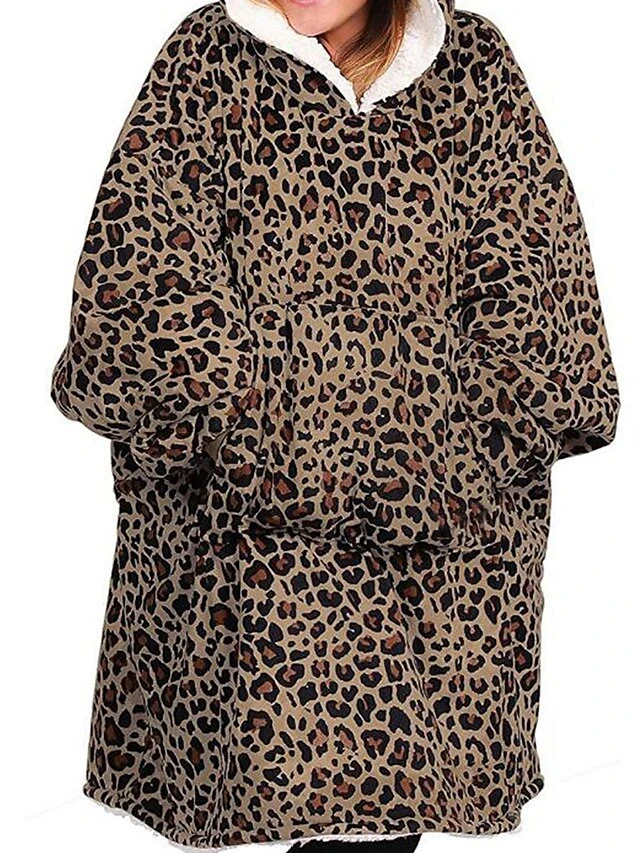 Women's Wearable Hoodie Blanket Pajama Loungewear Hoodie Blanket Pajama Loungewear Leopard Starry Sky Warm Plush Casual Home Daily Bed Flannel Warm Long Sleeve Pocket Fall Winter Black White 3 Women's Wearable Hoodie Blanket Pajama Loungewear Hoodie Blanket Pajama Loungewear Leopard Starry Sky Warm Plush Casual Home Daily Bed Flannel Warm Long Sleeve Pocket Fall Winter Black White