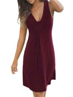 Women's Plus Size Pajamas Nightgown Nightshirt Dress Pure Color Simple Casual Soft Home Daily Bed Polyester Breathable Straps Sleeveless Summer Spring Black Wine -Ladies Pajamas Store osnszd1680597775318