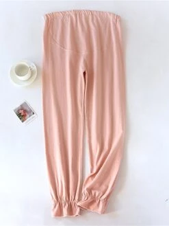Women's Pajamas Pants Pure Color Simple Casual Comfort Home Daily Bed Cotton Breathable Pant Elastic Waist Fall Winter Pine Green - Loose Feet Honey Pink - Loose Feet -Ladies Pajamas Store oxufec1695798633928