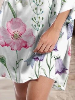 Women's Loungewear Nightgown Nighty Silk Kimono Flower Comfort Sweet Home Daily Satin V Wire Long Sleeve Spring Summer White -Ladies Pajamas Store ozsnho1654484464389