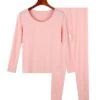 Women's Delong Thermal Underwear Pajamas Set Pure Color Warm Comfort Soft Home Daily Bed Polyester Comfort Warm Crew Neck Long Sleeve T Shirt Tee Pant Elastic Waist Fall Winter Black Pink