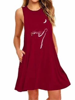 Women's Loungewear Nightshirt Dress Cat Heart Fashion Casual Street Date Airport Cotton Blend Breathable Crew Neck Sleeveless Pocket Summer Spring Black White -Ladies Pajamas Store paxytz1679965952050