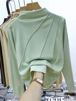 Women's Loungewear Top Pure Color Fashion Comfort Street Date Airport Polyester Warm High Neck Long Sleeve Fall Winter Black Yellow -Ladies Pajamas Store pcgxhc1691566003327