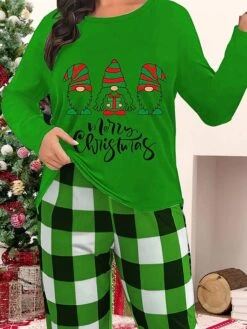 Women's Christmas Pajamas Top Letter Santa Claus Comfort Soft Home Christmas Spandex Fall Winter Black Red -Ladies Pajamas Store pcjcrk1697523583559