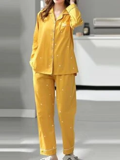 Women's Loungewear Sets Animal Heart Fashion Comfort Soft Home Daily Bed Cotton Breathable Lapel Long Sleeve Shirt Pant Button Pocket Fall Winter White Powder Lotus Pink -Ladies Pajamas Store pcjgwe1693467386644