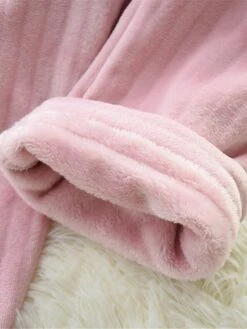 Women's Pajamas Sets Pure Color Warm Casual Soft Home Daily Bed Polyester Breathable Lapel Long Sleeve Shirt Pant Button Pocket Fall Winter Pink -Ladies Pajamas Store pmkipv1692348367095