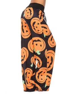 Women's Pants Pajama Pant Pumpkin Spiders Simple Casual Soft Home Halloween Daily Polyester Breathable Pant Summer Spring Sunflower Color Black -Ladies Pajamas Store pnhqgo1694605408904