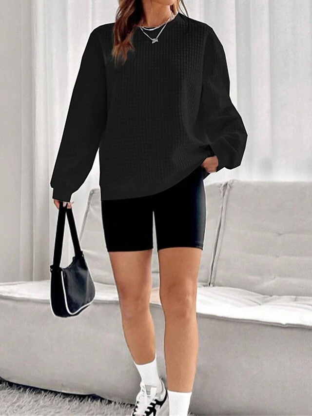 Women's Loungewear Top Pure Color Casual Comfort Soft Home Street Daily Polyester Breathable Crew Neck Long Sleeve Fall Winter Claret Black 12 Women's Loungewear Top Pure Color Casual Comfort Soft Home Street Daily Polyester Breathable Crew Neck Long Sleeve Fall Winter Claret Black - Image 10