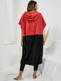 Women's Robes Gown Pure Color Comfort Home Polyester Comfort Short Sleeve Pullover Pocket Hoodie Summer Red Blue -Ladies Pajamas Store pondia1690446014594