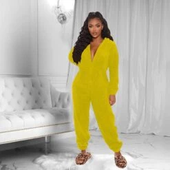 Women's Flannel Onesies Pajama For Adult Jumpsuits Nighty Pure Color Simple Comfort Party Home ChristmasWarm Gift Hoodie Long Sleeve Fall Winter Black -Ladies Pajamas Store pouktd1665475886959