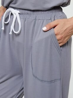 Women's Loungewear Sets Pure Color Fashion Comfort Soft Home Daily Bed Polyester Breathable Crew Neck Short Sleeve Pullover Pant Pocket Fall Winter Black White 17 Women's Loungewear Sets Pure Color Fashion Comfort Soft Home Daily Bed Polyester Breathable Crew Neck Short Sleeve Pullover Pant Pocket Fall Winter Black White -Ladies Pajamas Store pqbbvg1694072396286