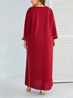 Women's Plus Size Loungewear Nightshirt Dress Stripe Fashion Simple Casual Home Xmas Daily Bed Polyester Breathable V Wire Long Sleeve Spring Fall Red -Ladies Pajamas Store pqmwya1694742383429