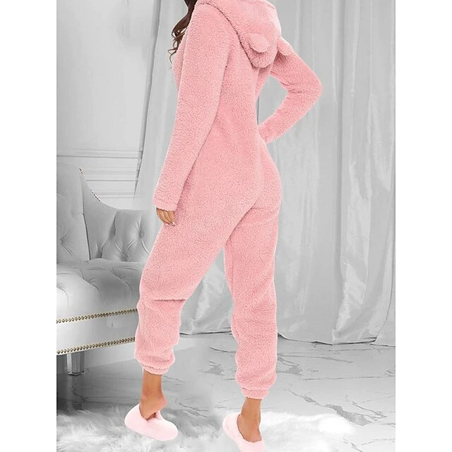 Women's Pajamas Jumpsuit Star Warm Fashion Casual Home Daily Bed Polyester Breathable Hoodie Long Sleeve Pocket Fall Winter Black White 6 Women's Pajamas Jumpsuit Star Warm Fashion Casual Home Daily Bed Polyester Breathable Hoodie Long Sleeve Pocket Fall Winter Black White - Image 4