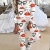 Women's Sweatsuit Lip Pattern Lounge Sets Heart Abstract Sport Comfort Home Street Vacation Polyester Crew Neck Long Pant Pullover Fall Winter White Red -Ladies Pajamas Store psjnbd1695718205010
