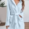 Women's Fleece Coral Robe Bathrobe Robes Gown Pure Color Casual Comfort Soft Home Daily Bed Coral Velvet Warm Hoodie Long Sleeve Pocket Fall Winter Black White 2 Women's Fleece Coral Robe Bathrobe Robes Gown Pure Color Casual Comfort Soft Home Daily Bed Coral Velvet Warm Hoodie Long Sleeve Pocket Fall Winter Black White -Ladies Pajamas Store pwvtwf1689581309691