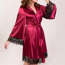 Women's Pajamas Bathrobe Robes Gown Nighty 1 PCS Pure Color Fashion Simple Hot Home Christmas Wedding Party Xmas Satin Breathable Gift V Wire Long Sleeve Basic Belt Included Summer Spring Silver Black