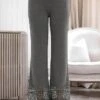 Women's Plus Size Loungewear Pants Pure Color Basic Casual Comfort Home Street Daily Polyester Breathable Pant Hole Summer Spring Black Light Grey -Ladies Pajamas Store qaowee1679483912027