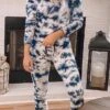 Women's Loungewear Sets Tie Dye Fashion Comfort Soft Home Daily Bed Polyester Warm Breathable Crew Neck Long Sleeve Pullover Pant Summer Spring Lake Blue -Ladies Pajamas Store qbfdrr1694164403476