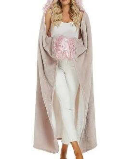 Women's Pajamas Bathrobe Animal Warm Plush Casual Home Daily Bed Flannel Warm Breathable Long Sleeve Fall Winter Pink