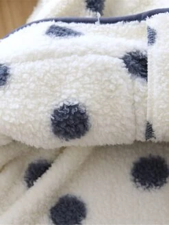 Women's Loungewear Sets Dot Fashion Comfort Soft Home Daily Bed Flannel Warm Breathable Crew Neck Long Sleeve Shirt Pant Button Pocket Fall Winter Black White -Ladies Pajamas Store qdsriq1692927375620