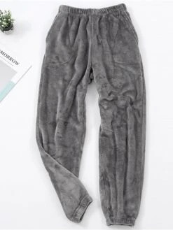 Women's Fleece Pajama Pants Loungewear Pants Dot Simple Plush Casual Home Daily Vacation Flannel Warm Breathable Pant Elastic Waist Fall Winter White Pink -Ladies Pajamas Store qedfam1697699938873