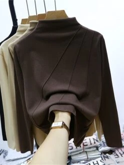 Women's Loungewear Top Pure Color Fashion Comfort Street Date Airport Polyester Warm High Neck Long Sleeve Fall Winter Black Yellow -Ladies Pajamas Store qhrage1691566006631