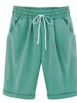 Women's Lounge Shorts Pure Color Elastic Waist With Drawstring Simple Casual Comfort Home Daily Vacation Polyester Breathable Pocket Five-point Pants -Ladies Pajamas Store qnockn1688717760601