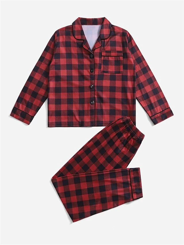 Women's Christmas Pajamas Sets Buffalo Plaid Fashion Comfort Soft Home Xmas Daily Polyester Breathable Lapel Long Sleeve Shirt Pant Button Pocket Fall Winter Red 3 Women's Christmas Pajamas Sets Buffalo Plaid Fashion Comfort Soft Home Xmas Daily Polyester Breathable Lapel Long Sleeve Shirt Pant Button Pocket Fall Winter Red