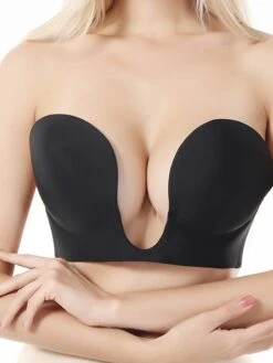 Strapless Silicone Deep U Bra Self-adhesive Gel Sticky Invisible Bra Bra Backless Dress Nude Bra -Ladies Pajamas Store qrqlux1604664128480