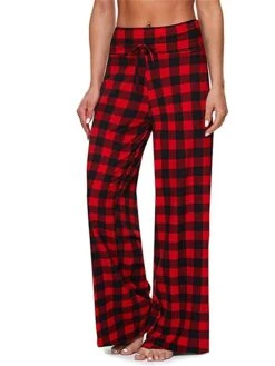 Women's Christmas Loungewear Pants Elk Tie Dye Sport Casual Comfort Xmas Home Christmas Daily Polyester Breathable Pant Summer Fall Blue Square Red Plaid -Ladies Pajamas Store qvtltn1693295695440