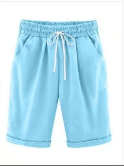 Women's Lounge Shorts Pure Color Elastic Waist With Drawstring Simple Casual Comfort Home Daily Vacation Polyester Breathable Pocket Five-point Pants -Ladies Pajamas Store qynixf1691991047914