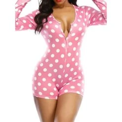 Women's Onesie Pajamas Heart Letter Hot Casual Comfort Home Daily BedBreathable V Wire Long Sleeve Button Fall Winter Pink Red -Ladies Pajamas Store qzcnri1694164368618