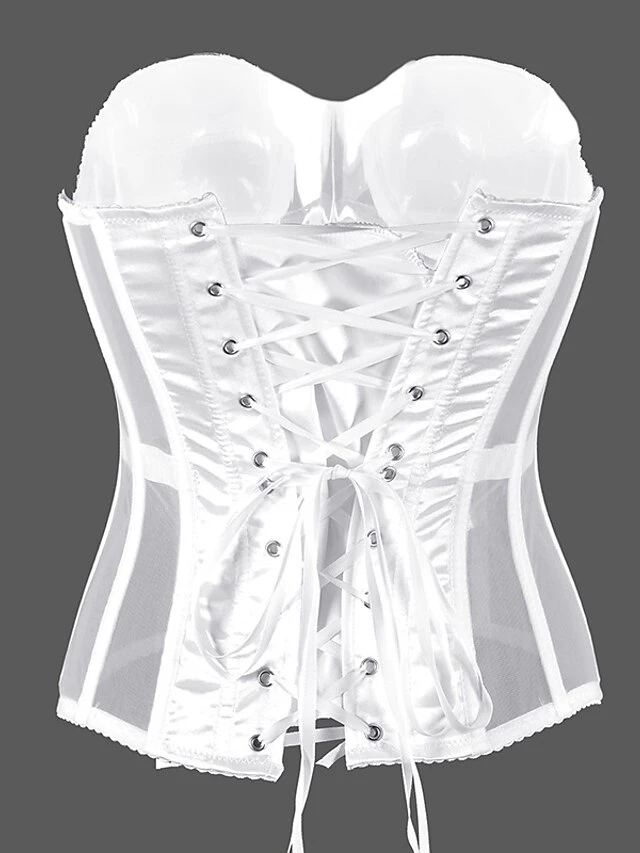 Corset Women's Corset Tops Wedding Party Party & Evening Plus Size White Overbust Corset Lace Up Tummy Control Push Up Pure Color All Seasons 9 Corset Women's Corset Tops Wedding Party Party & Evening Plus Size White Overbust Corset Lace Up Tummy Control Push Up Pure Color All Seasons - Image 7