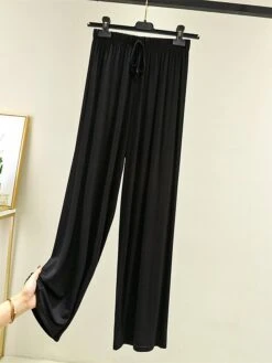 Women's Loungewear Pants Pure Color Casual Comfort Soft Home Daily Vacation Modal Breathable Long Pant Pant Elastic Waist Summer Fall Light Pink Black -Ladies Pajamas Store qzjapj1690277171573