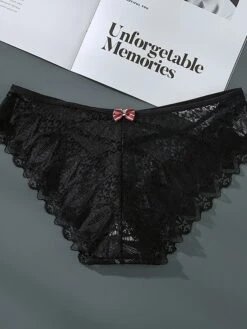 Women's Sexy Panties Brief Underwear 1pc / Pack Underwear Sexy Criss Cross Bow Hole Lace Nylon Mid Waist Sexy Black Khaki Red S M L -Ladies Pajamas Store rbwmkx1660292191785