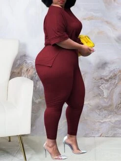 Women's Plus Size Loungewear Sets Pure Color Casual Comfort Soft Daily Date Vacation Polyester Breathable V Wire Short Sleeve Pant Elastic Waist Fall Spring Black Yellow -Ladies Pajamas Store reuxce1675750214614