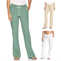 Women's Loungewear Bottom Nighty Pure Color Simple Comfort Sport Home Street Daily Cotton And Linen Breathable Gift Long Pant Elastic Waist Spring Summer White Black