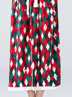 Women's Christmas Robes Gown Bathrobes Pjs Grid / Plaid Comfort Home Xmas Cotton Hoodie Long Sleeve Pocket Hoodie Winter Fall Red / Flannel -Ladies Pajamas Store rhawxh1662541439946