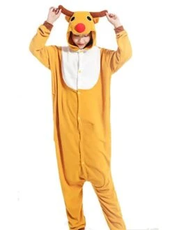 Women's Winter Hoodie Onesies Pajama For Adult Jumpsuits Animal Cartoon Comfort Funny Soft Home Christmas Daily Cotton Warm Hoodie Long Sleeve Pocket Winter Fall Yellow Brown / Pjs -Ladies Pajamas Store rhvbwi1665476336905