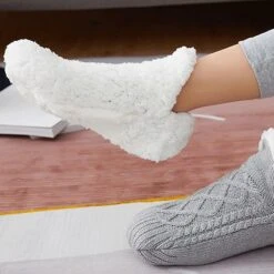 Women's 1 Pair Socks Slipper Socks Fashion Comfort Novelty Fleece Solid Colored Casual Daily Indoor Warm Winter Fall Black Blue Wine -Ladies Pajamas Store ricigd1664445565073